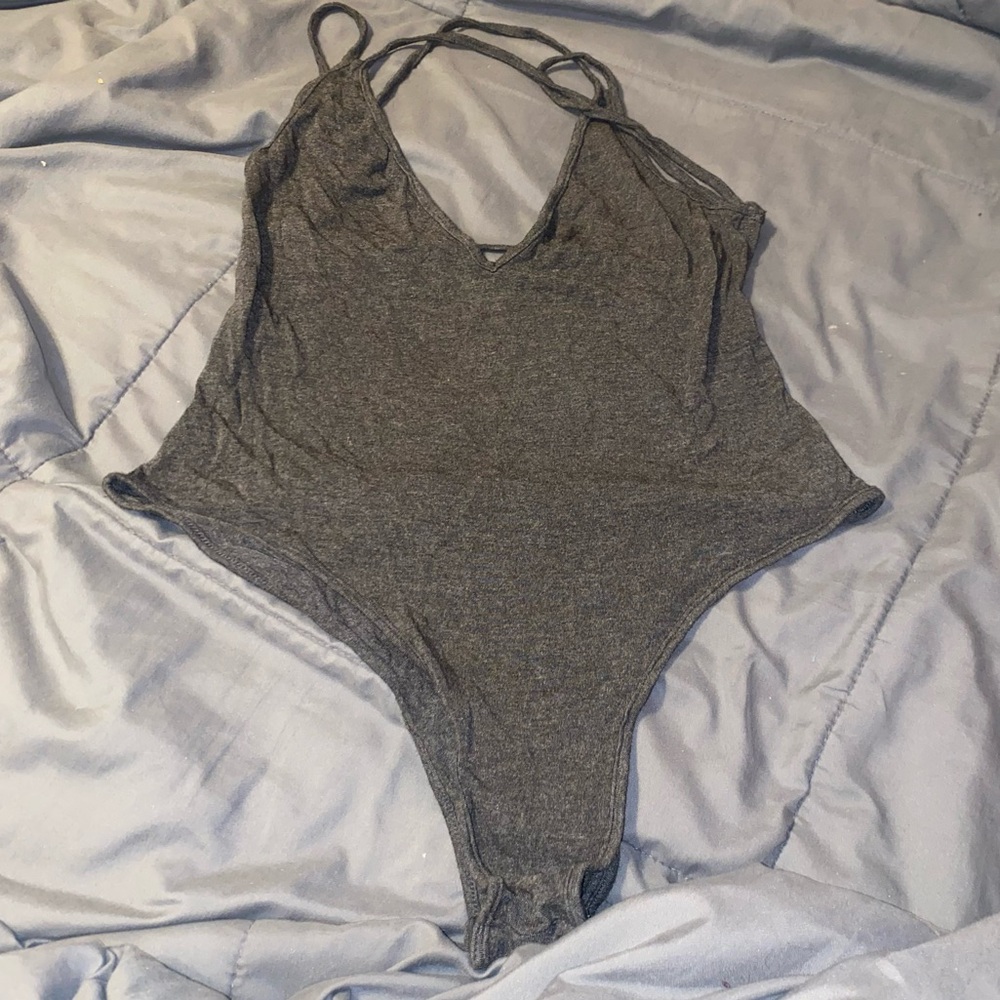 SHEIN Gray Spaghetti Strap Bodysuit